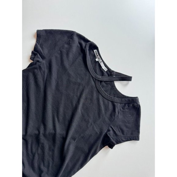 PAM & GELA Black Cotton Blend Jersey Cut-Out Crew Neck T-Shirt, Size P/XS - Picture 9 of 12